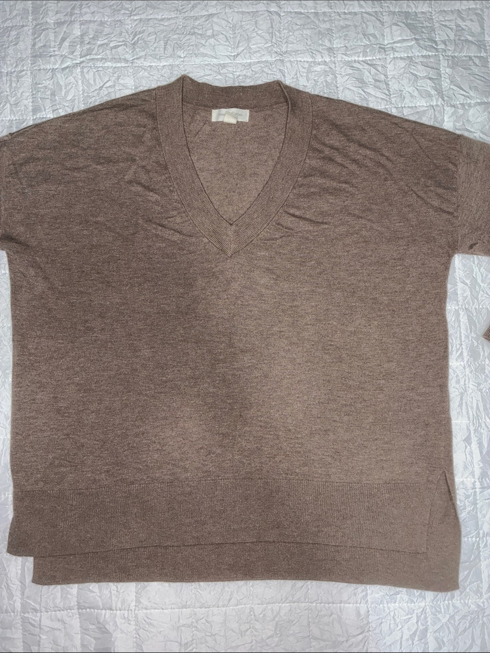 Treasure & Bond Brown V-Neck 3/4 Sleeve Knit Sweater